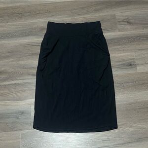 Athleta Large Midi Skirt Black Transcend Stretch Cinched Bodycon Solid Athletic